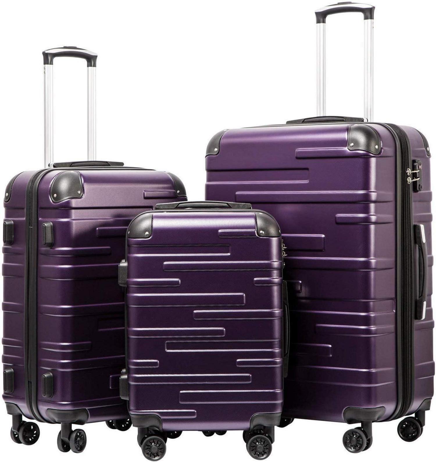 Hartschalen-Koffer Set ABS Rollkoffer 4 Rollen TSA-Schloss Graulila