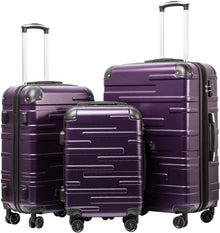 Hartschalen-Koffer Set ABS Rollkoffer 4 Rollen TSA-Schloss Graulila