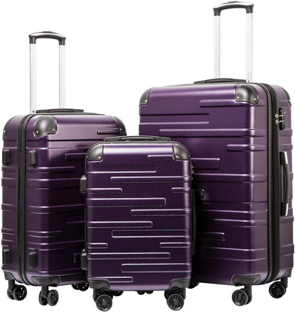 Hartschalen-Koffer Set ABS Rollkoffer 4 Rollen TSA-Schloss Graulila
