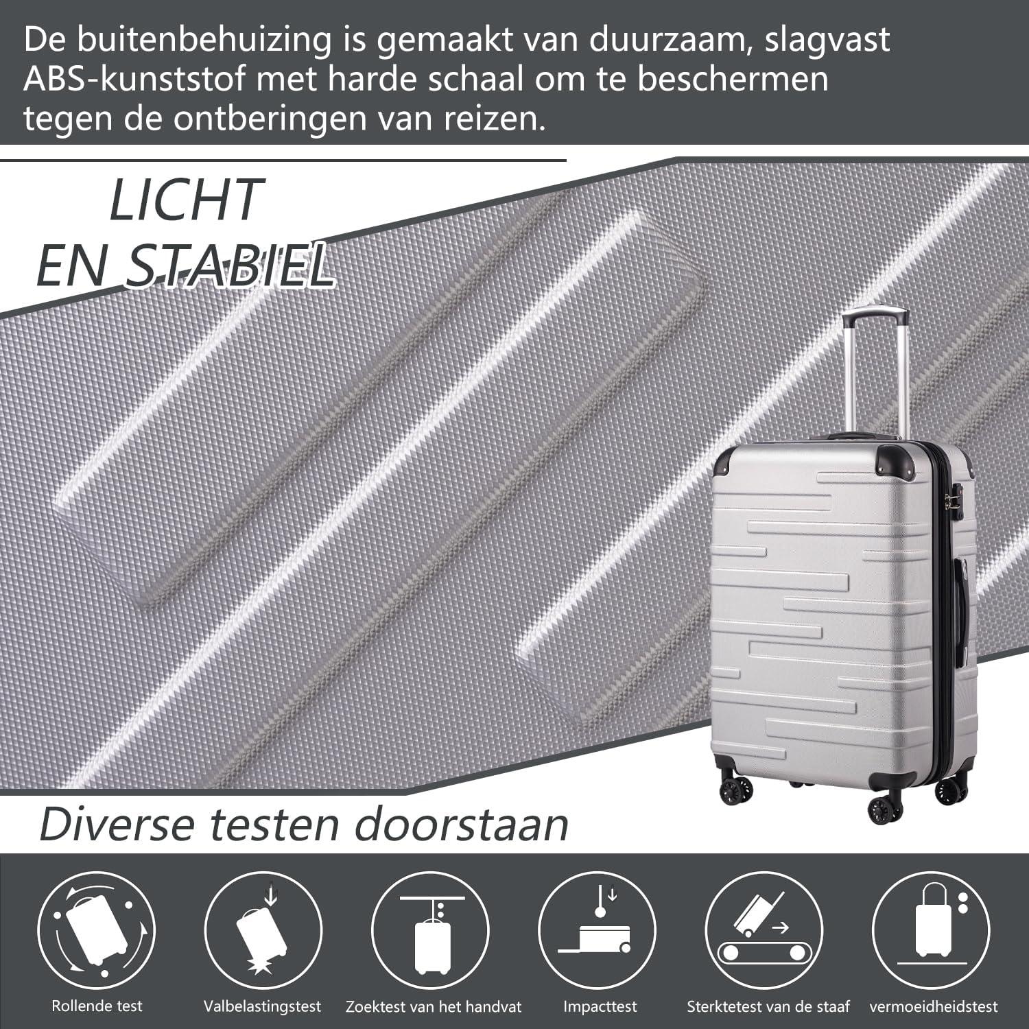 Hartschalen-Koffer Rollkoffer Groß TSA-Schloss 4 Rollen dunkelgrau