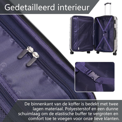 Hartschalen-Koffer Rollkoffer TSA-Schloss 4 Rollen Dunkelgrau