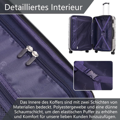 Hartschalen-Koffer Rollkoffer Reisekoffer TSA-Schloss Navy Blau 4