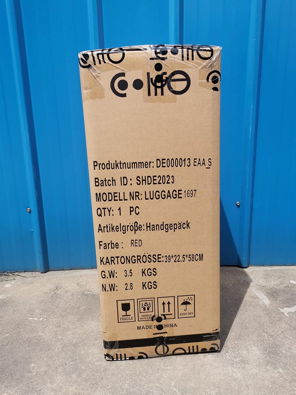 COOLIFE Premium Hartschalenkoffer Handgepäck TSA-Schloss, 4 Rollen Spinell Rot