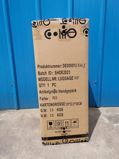 COOLIFE Premium Hartschalenkoffer Handgepäck TSA-Schloss, 4 Rollen Spinell Rot
