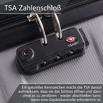 COOLIFE Hartschalen-Koffer Reisekoffer Navy Blau ABS Material TSA-Schloss 4 Rollen