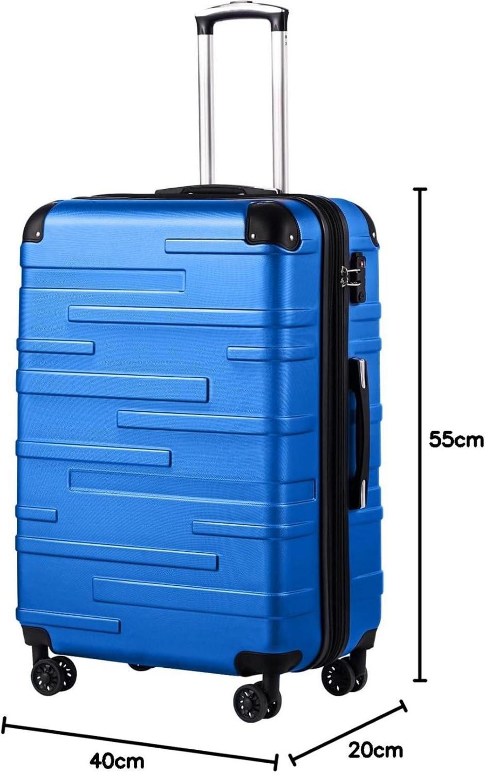 COOLIFE Hartschalen-Koffer Reisekoffer Navy Blau ABS Material TSA-Schloss 4 Rollen