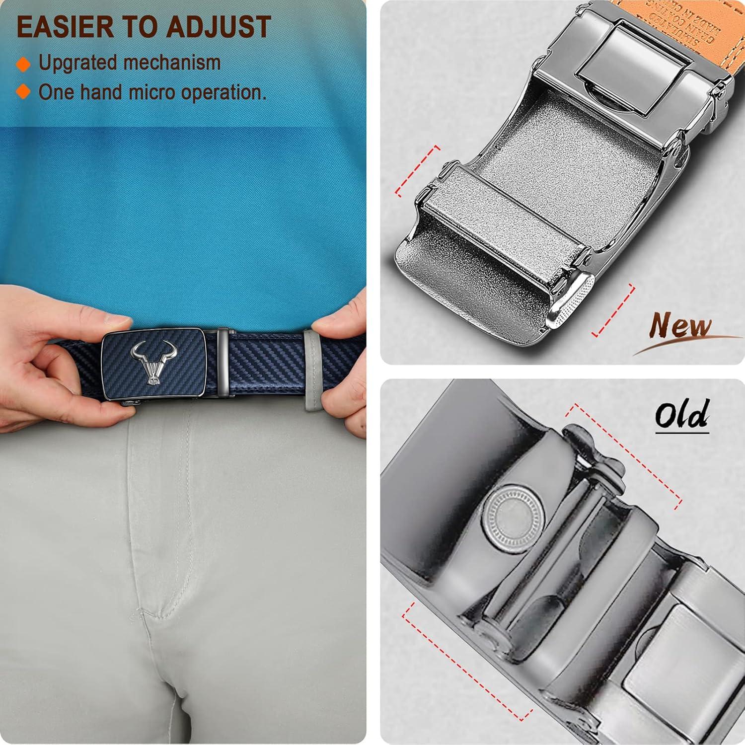 Herren Ledergürtel 2er Set Ratsche Automatikschließe verstellbar 35mm