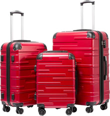 Hartschalen-Koffer Set ABS Material TSA-Schloss 4 Rollen Rot