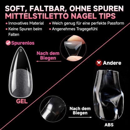 Stiletto Nagelspitzen Medium – 216 Stück für Nagelverlängerung