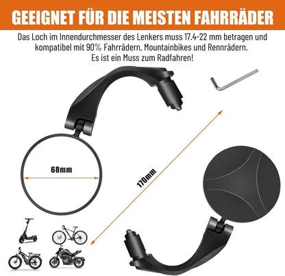 Fahrradspiegel 2 Stück Rückspiegel Lenkerendspiegel 360° verstellbar E-Bike