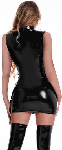 Sexy Lack Leder Catsuit Damen Clubwear Glänzend Schwarz Rot