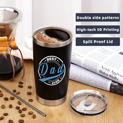 Isolierter Kaffeebecher mit Strohhalm für heiße und kalte Getränke