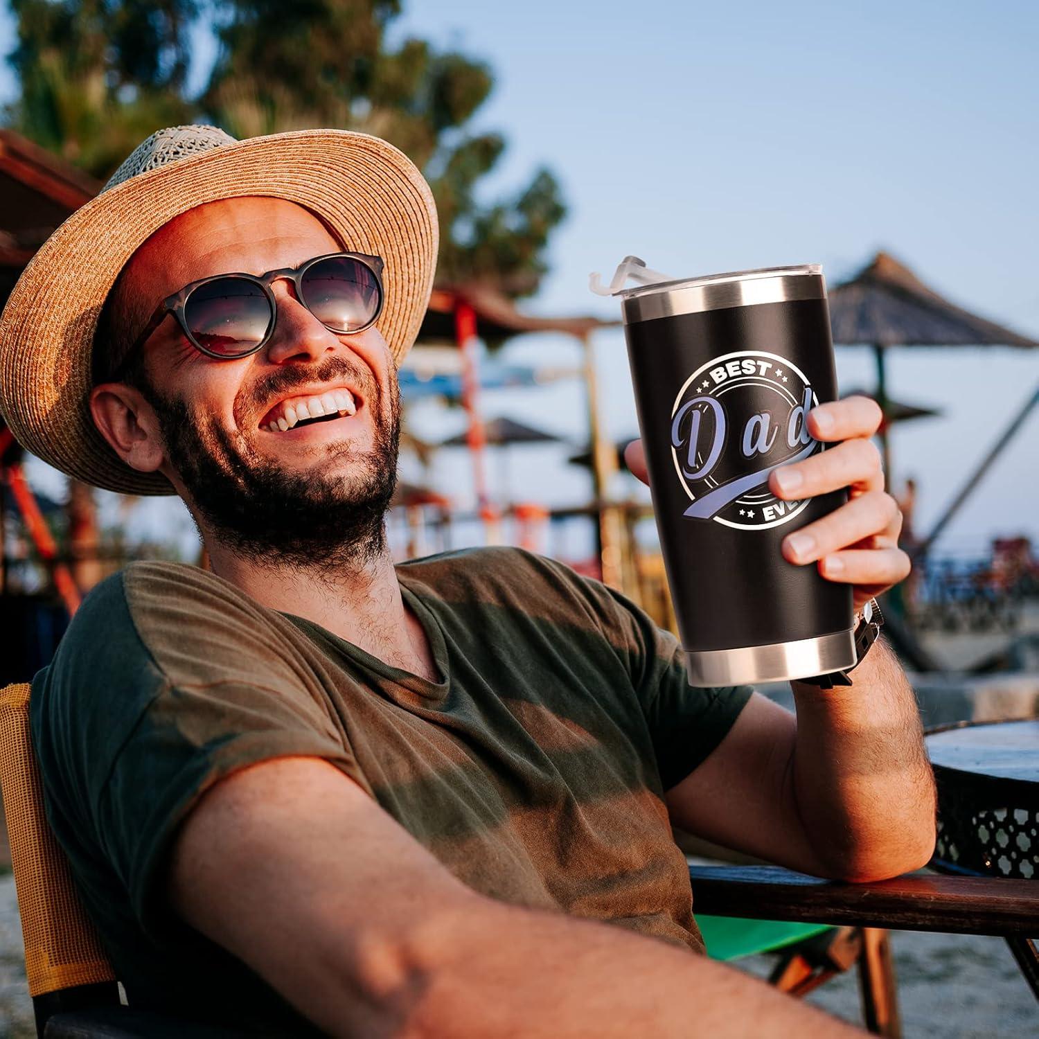 Isolierter Kaffeebecher für Papa Strohhalm Deckel 600 ml