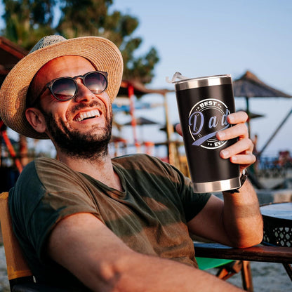 Isolierter Kaffeebecher für Papa Strohhalm Deckel 600 ml