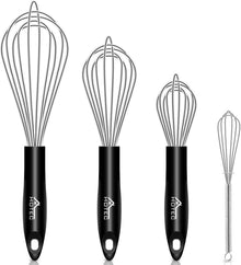 Edelstahl Schneebesen Set Eierschlägel Rührbesen 4-teilig Silber