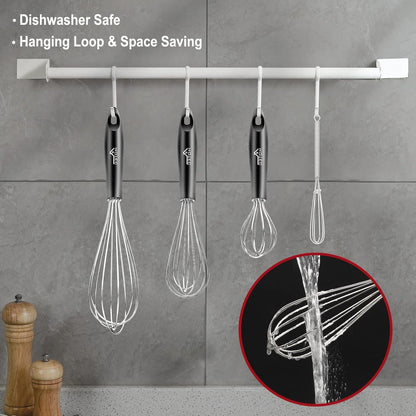 4-teiliges Edelstahl-Schneebesen-Set mit Drahtballon-Schneebesen