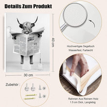 Hochland Kuh Badezimmer Bilder Set 30x40 cm Schwarz