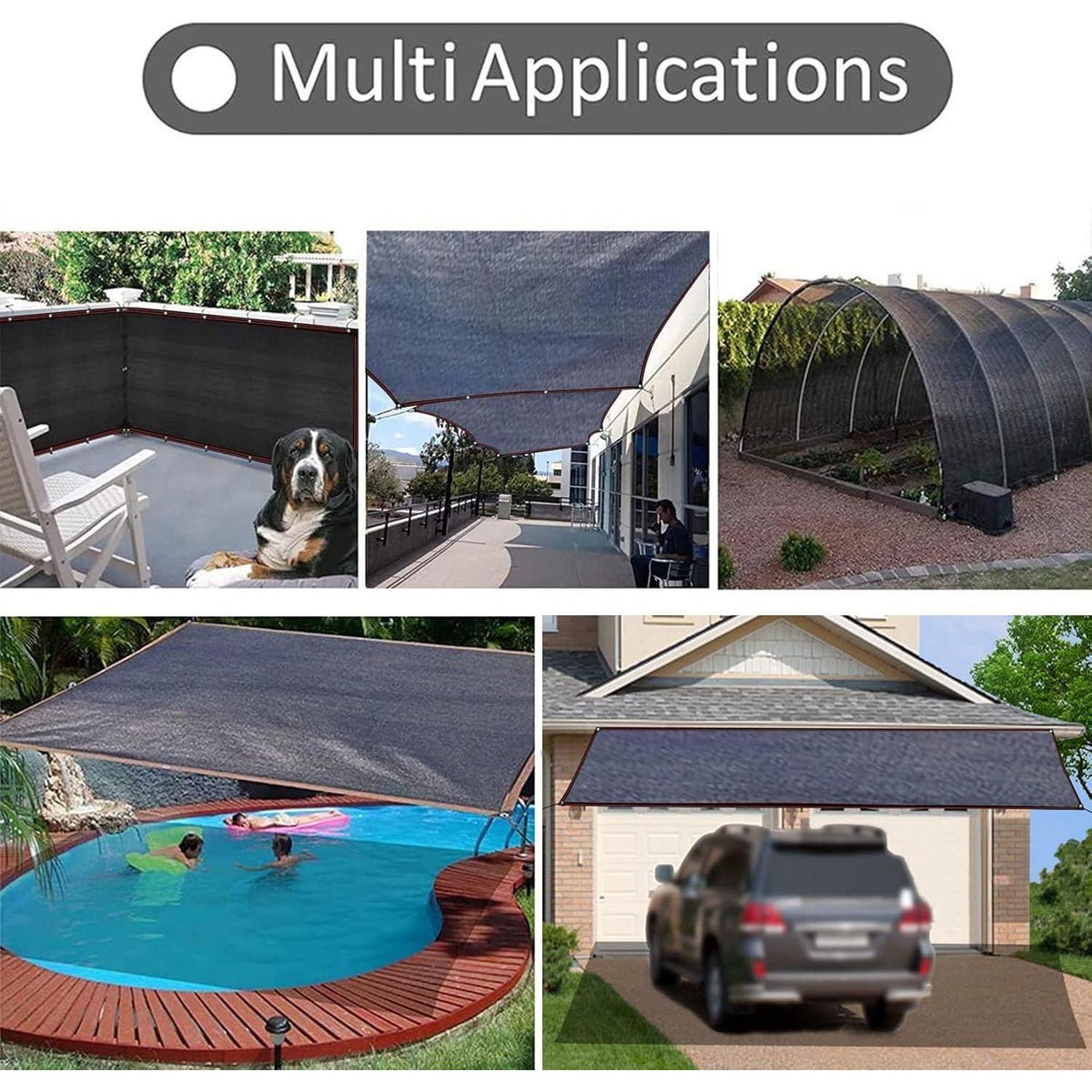 Schattentuch 4,9 x 6,1m – Sonnenschutznetz für Garten & Terrasse