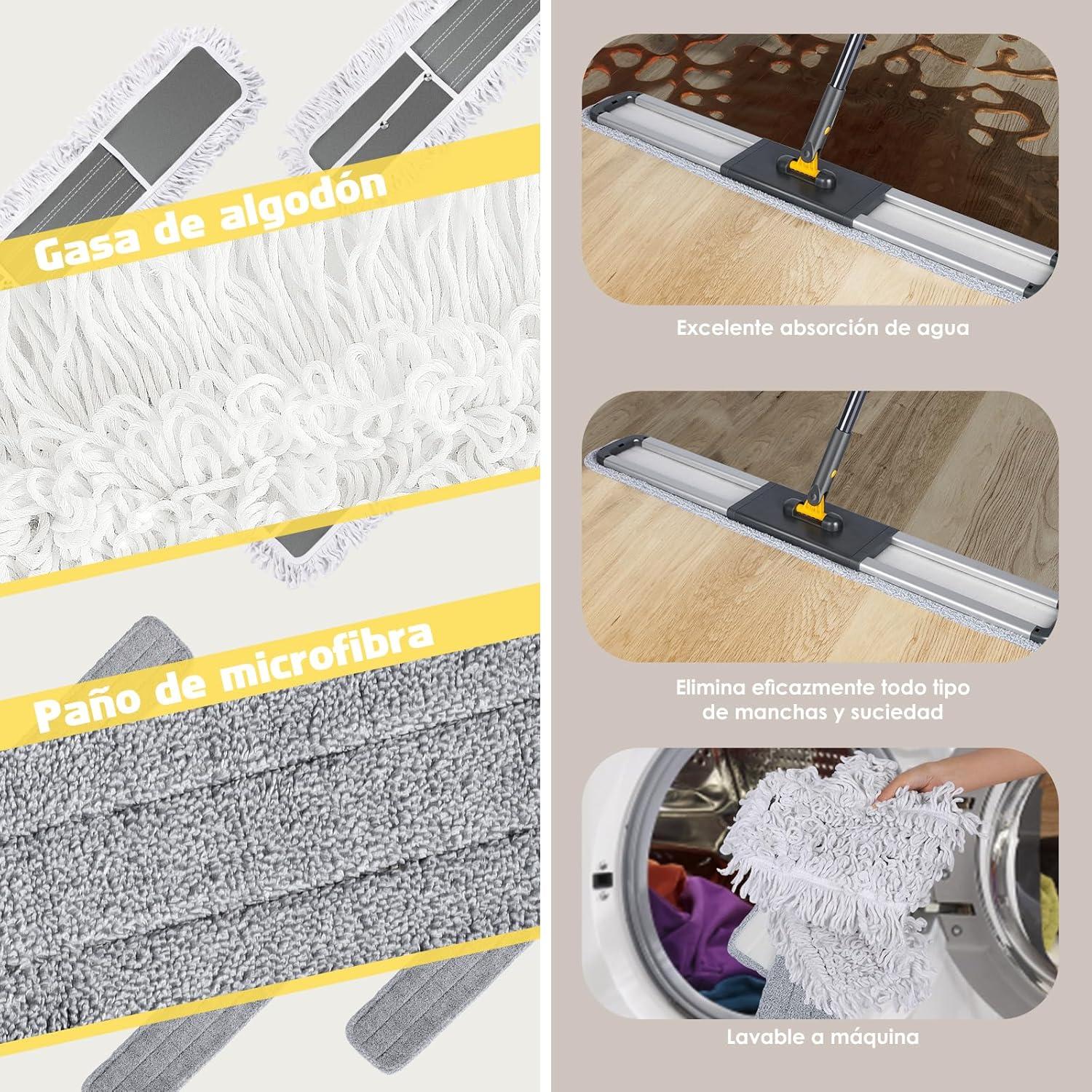 Flacher Bodenwischer HEVOL 90cm Breit 154cm Boden mit 3 Tüchern