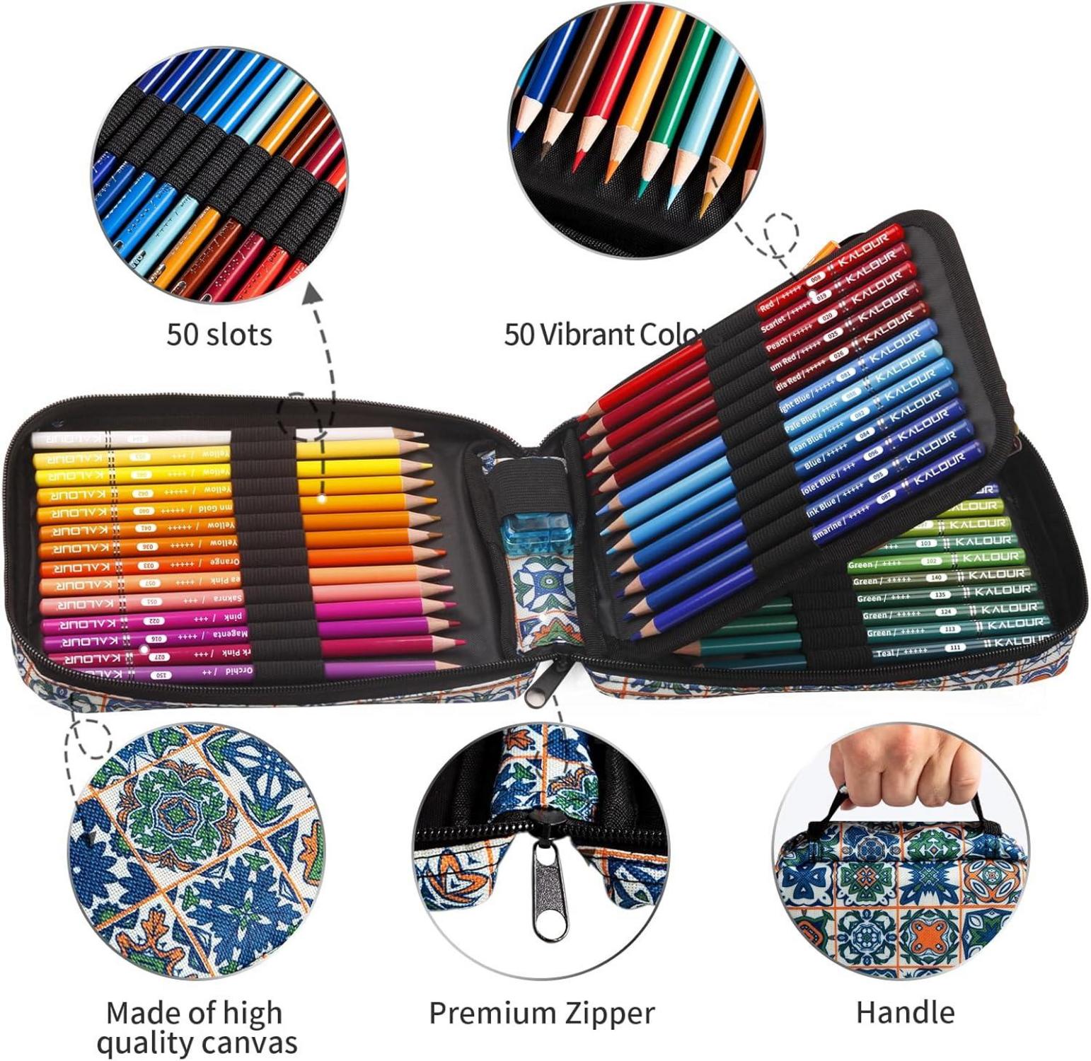 Premium Buntstifte Set 50 Farben Mischstift Spitzer Etui
