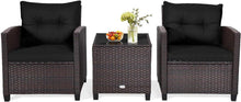 3tlg. Polyrattan Gartenmöbel Set Lounge, Schwarz
