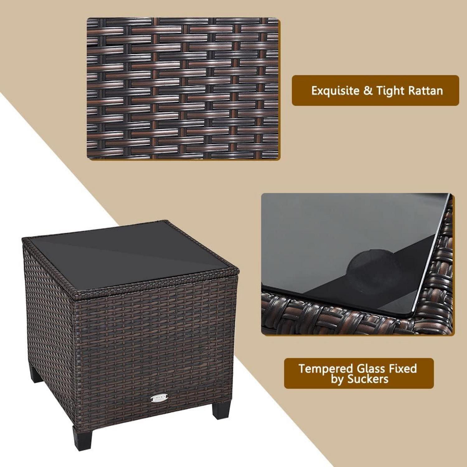 3tlg. Polyrattan Gartenmöbel Set Lounge, Schwarz