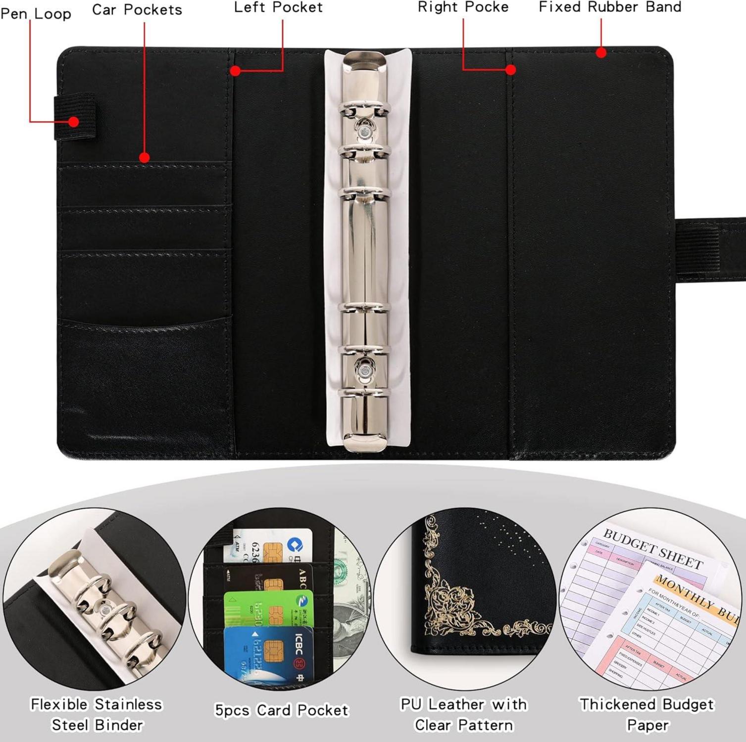 Budget Binder A6 Marmor PU Leder Geld Organizer Cash Umschläge
