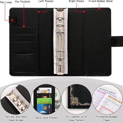 Budget Binder A6 Marmor PU Leder Geld Organizer Cash Umschläge