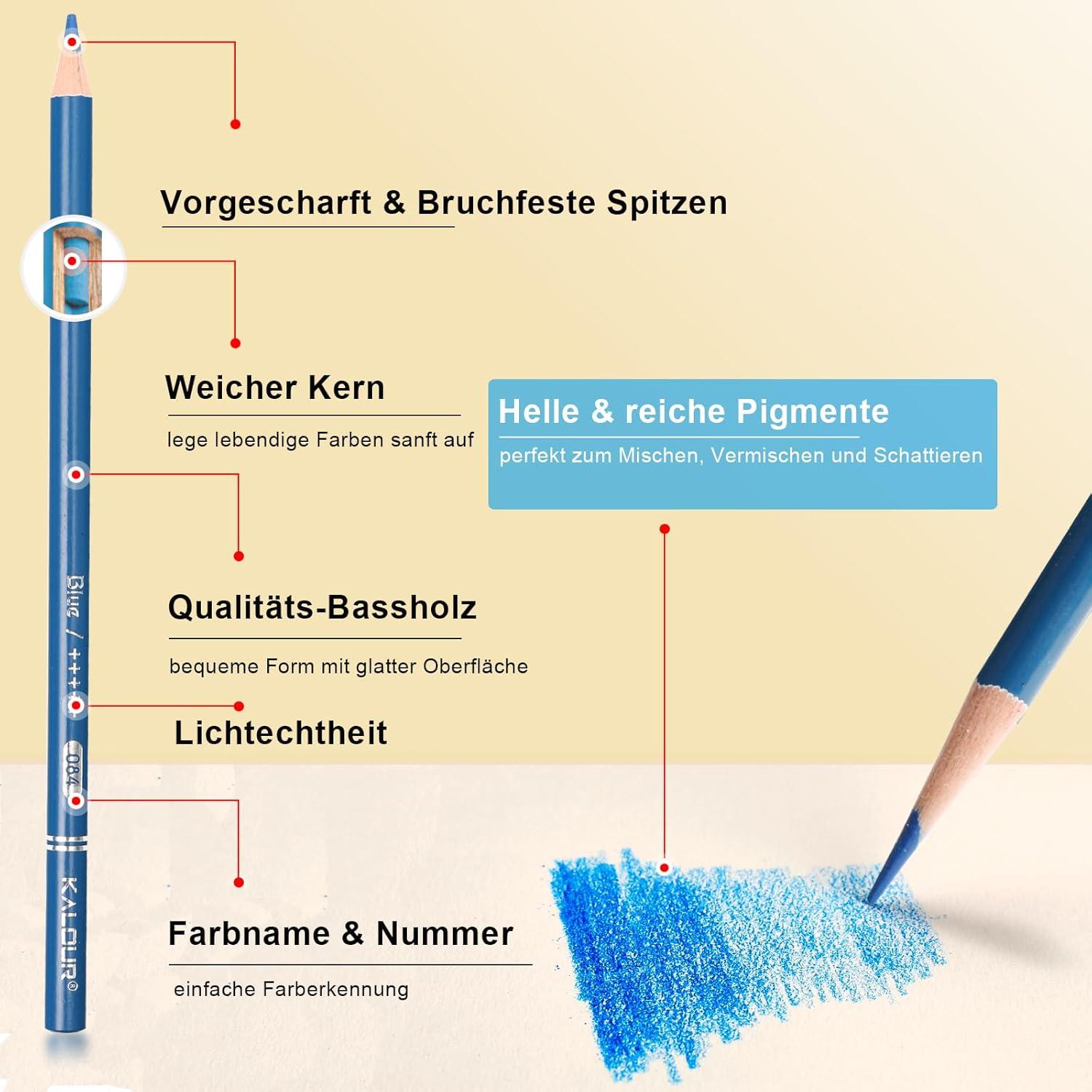 Premium Buntstifte Set 50 Farben weicher Kern lebendige Farbtöne ideal