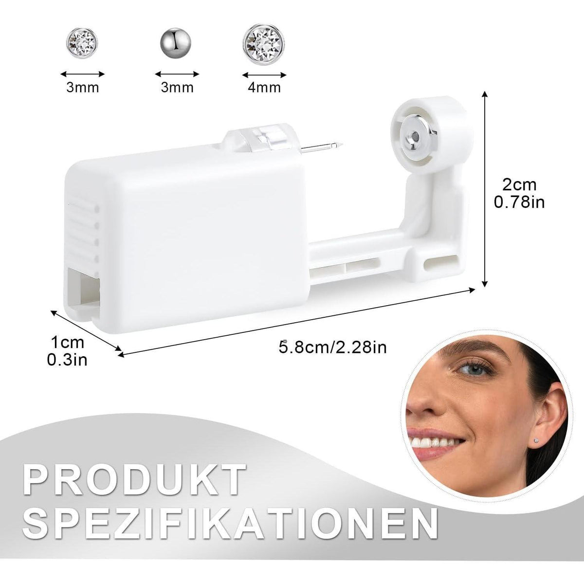 Ohrlochstechpistolen Set 6 Stück mit Ohrsteckern, steril, selbstpiercing