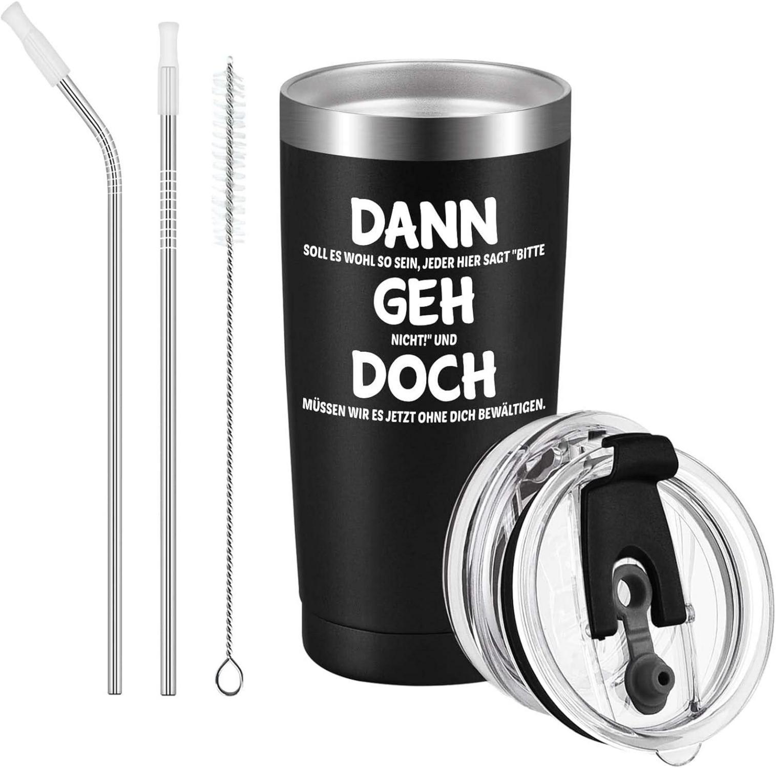 Abschiedsgeschenk Weinbecher 600ml Schwarz Vakuumisoliert