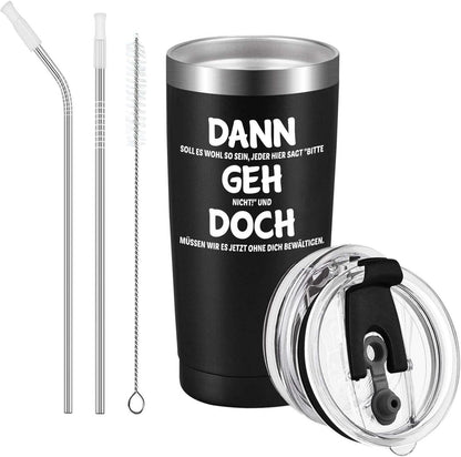 Abschiedsgeschenk Weinbecher 600ml Schwarz Vakuumisoliert
