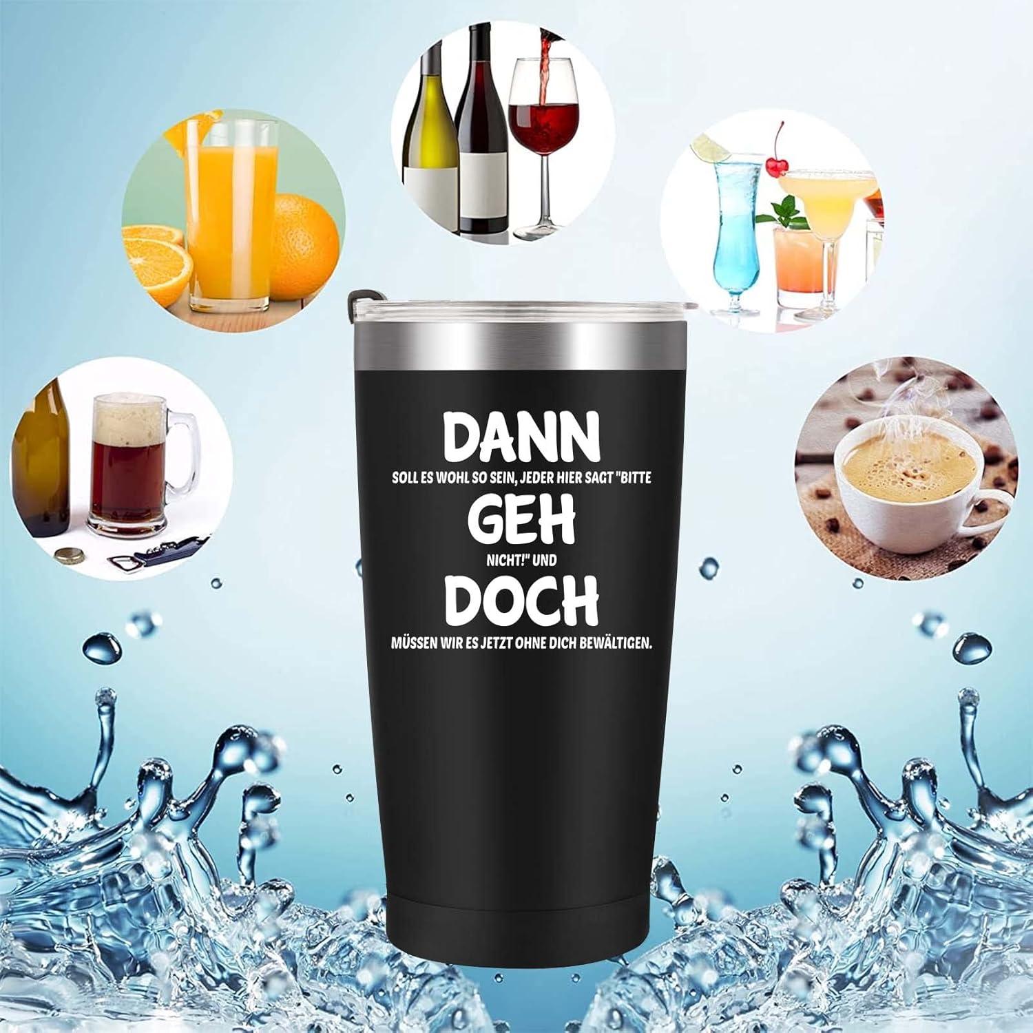 Abschiedsgeschenk Weinbecher 600ml Schwarz Vakuumisoliert