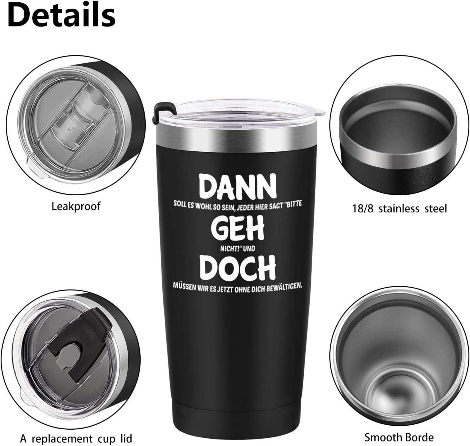 Abschiedsgeschenk Kollegen Weinbecher 600ml Schwarz Doppelwandig - Livole
