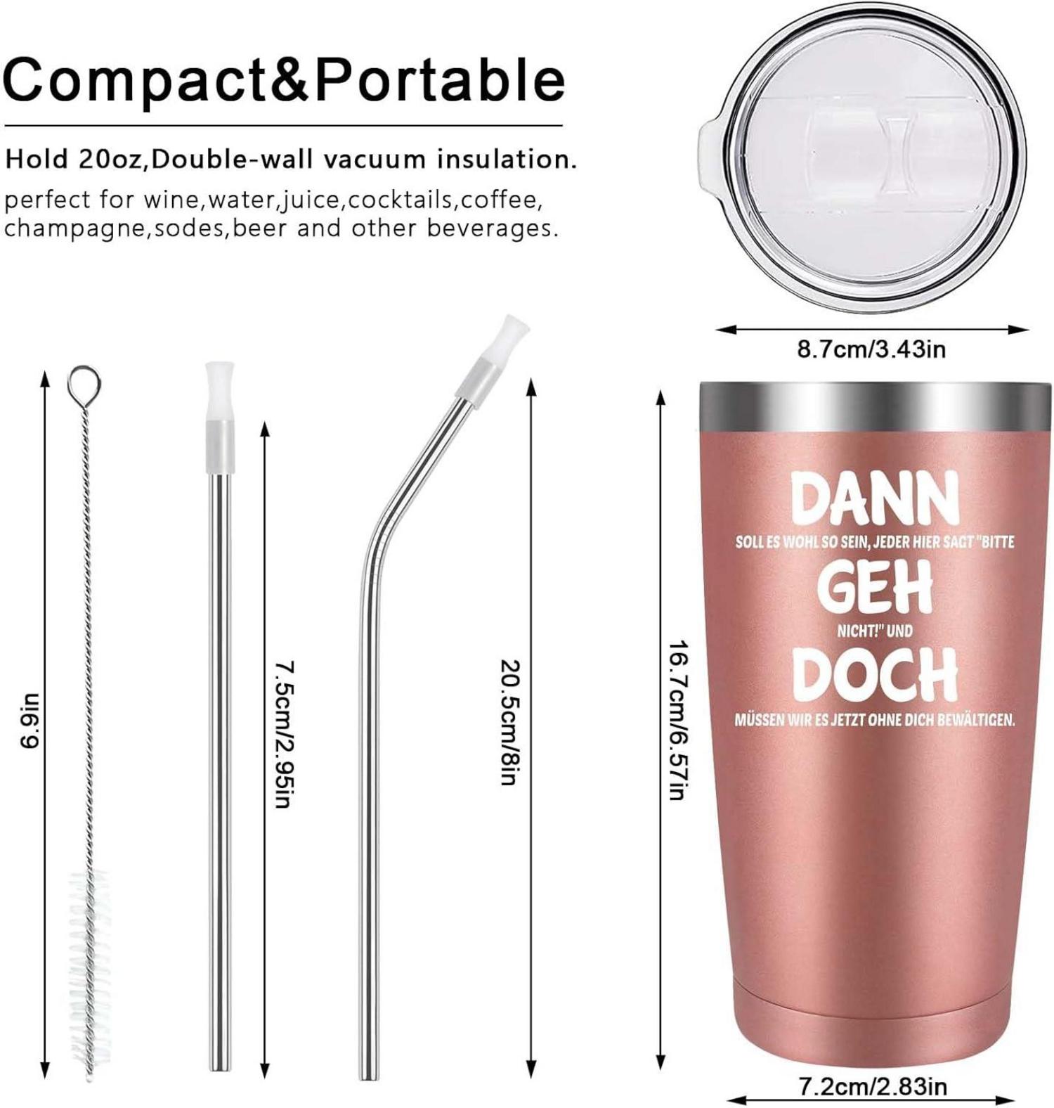 Abschiedsgeschenk Kollegin Weinbecher 20oz 600ml Edelstahl Rose