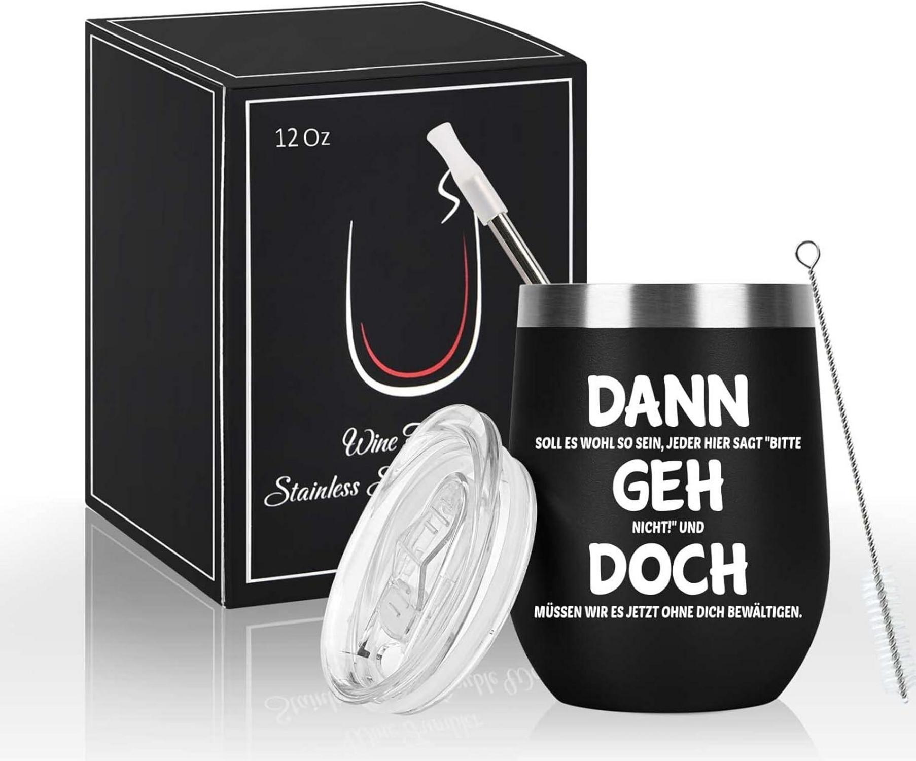 Abschiedsgeschenk Kollegen - 12oz Edelstahl Weinbecher