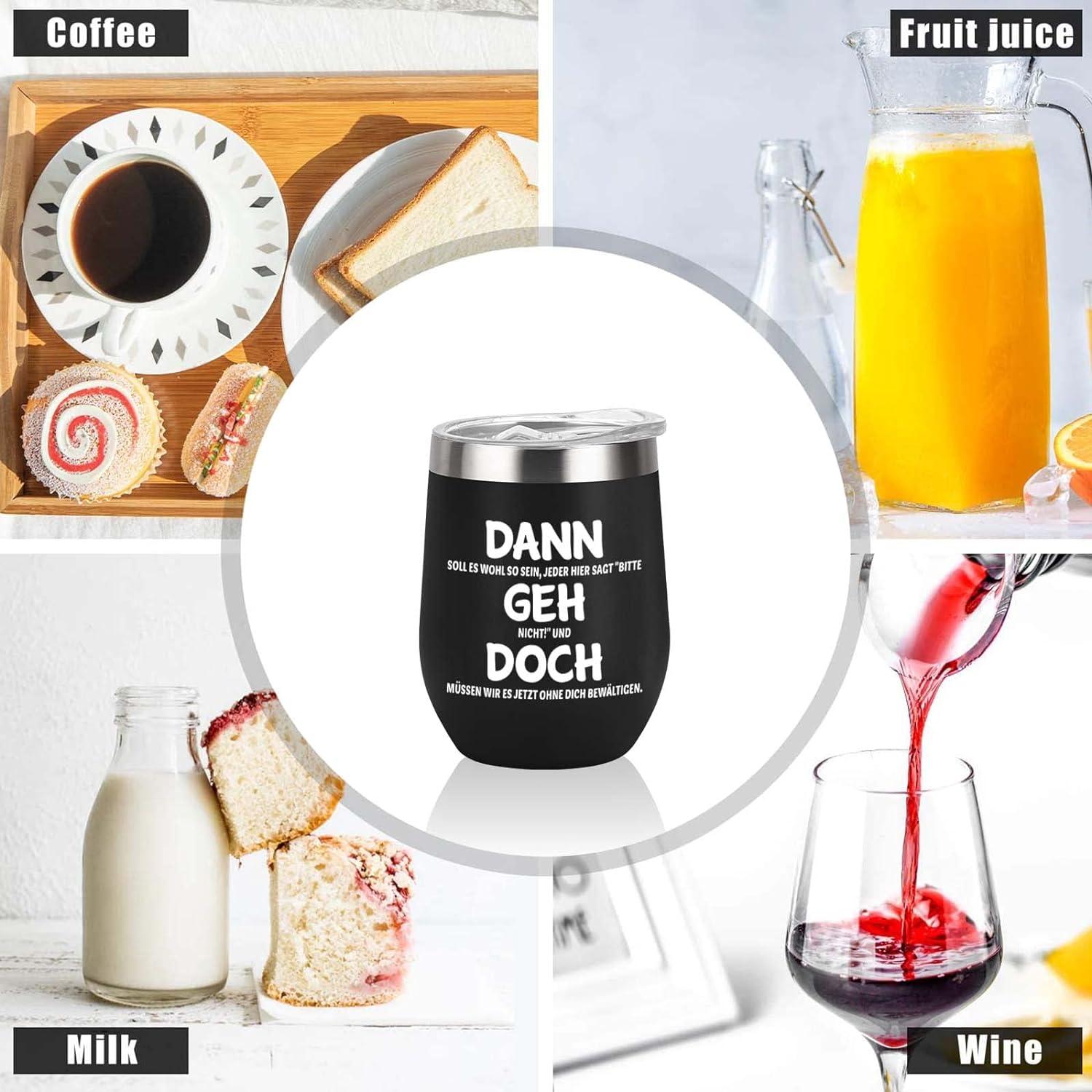 Abschiedsgeschenk Kollegen - 12oz Edelstahl Weinbecher