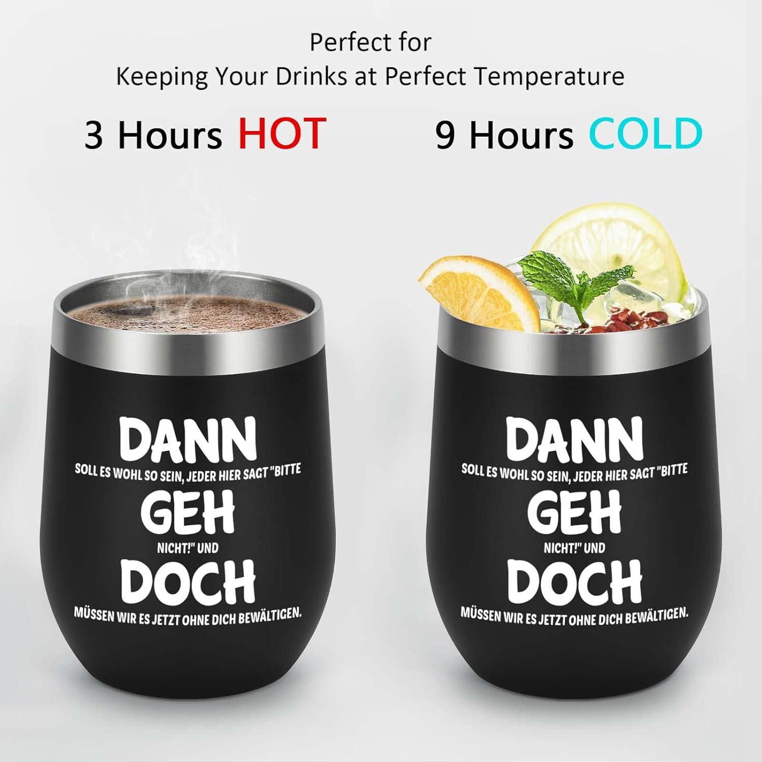 Livole Abschiedsgeschenk Jobwechsel 12oz Edelstahl Weinbecher Schwarz