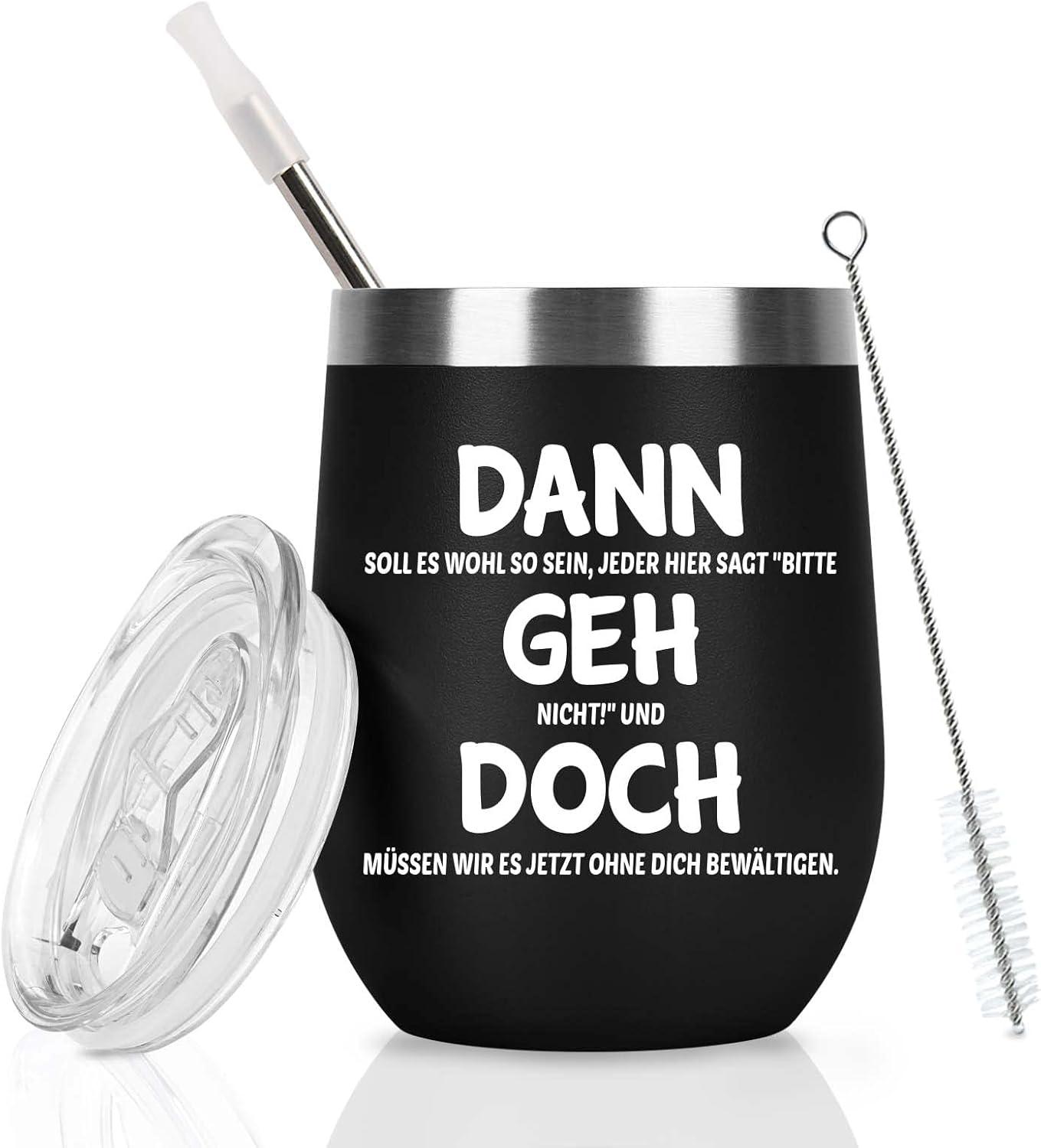 Livole Abschiedsgeschenk Jobwechsel 12oz Edelstahl Weinbecher Schwarz