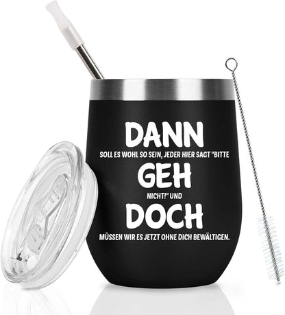 Livole Abschiedsgeschenk Jobwechsel 12oz Edelstahl Weinbecher Schwarz