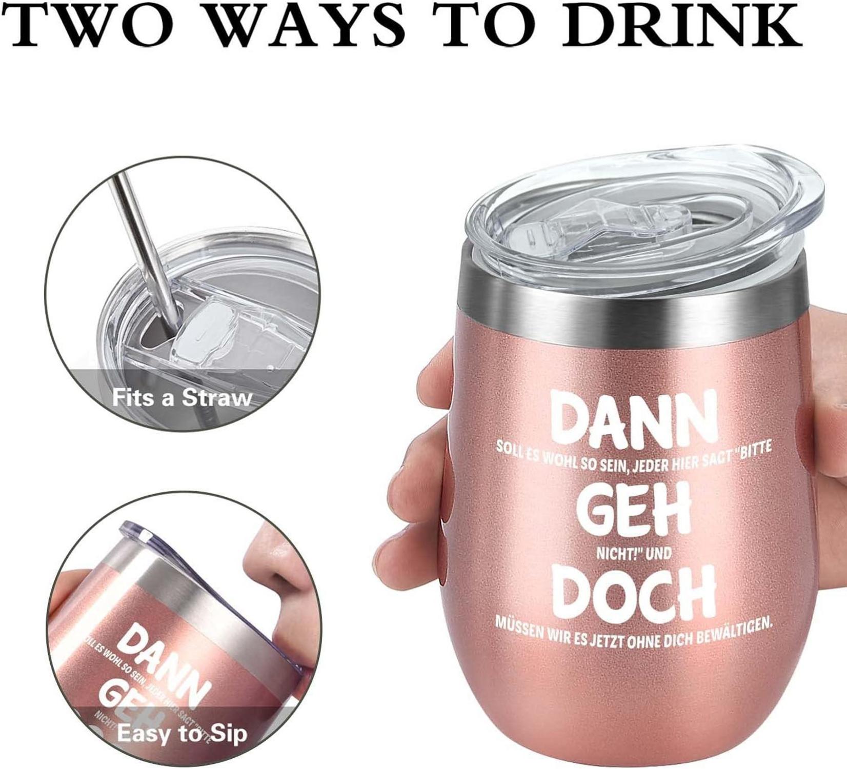 Abschiedsgeschenk Kollegin Jobwechsel Edelstahl Weinbecher 12oz Roségold