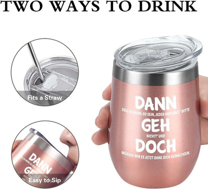 Abschiedsgeschenk Kollegin Jobwechsel Edelstahl Weinbecher 12oz Roségold