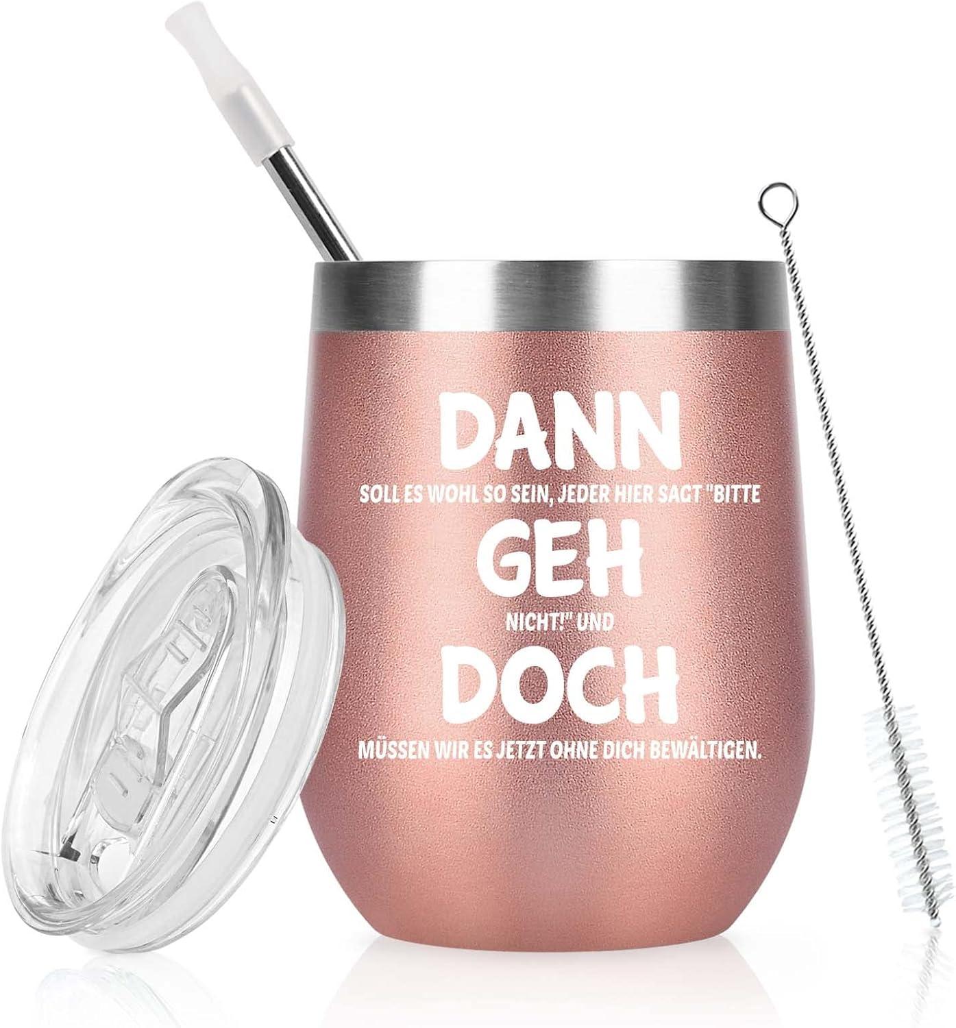 Livole Abschiedsgeschenk Kollegin Jobwechsel 12oz Edelstahl Weinbecher Roségold