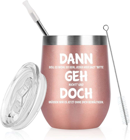 Livole Abschiedsgeschenk Kollegin Jobwechsel 12oz Edelstahl Weinbecher Roségold