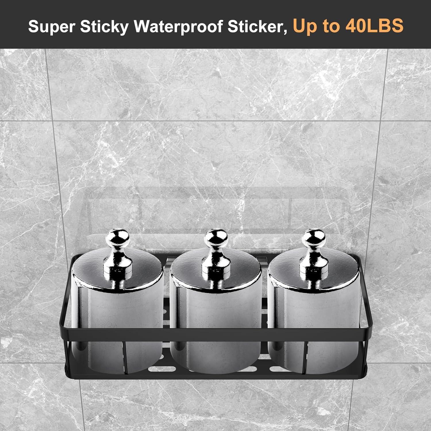 UUlioyer Duschablage ohne Bohren Wasserdicht Schwarz 4 Stück Organizer