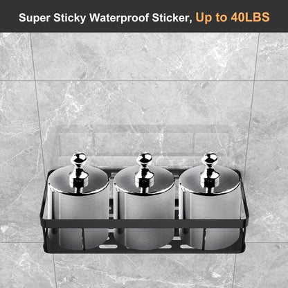 UUlioyer Duschablage ohne Bohren Wasserdicht Schwarz 4 Stück Organizer