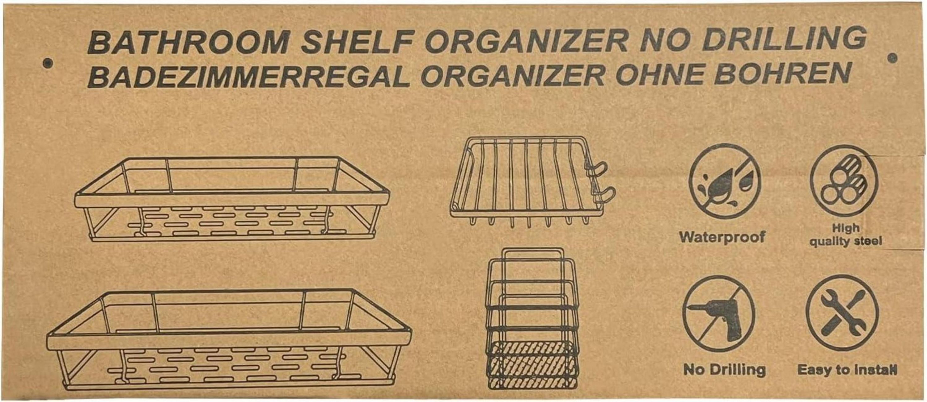 UUlioyer Duschablage ohne Bohren Wasserdicht Schwarz 4 Stück Organizer