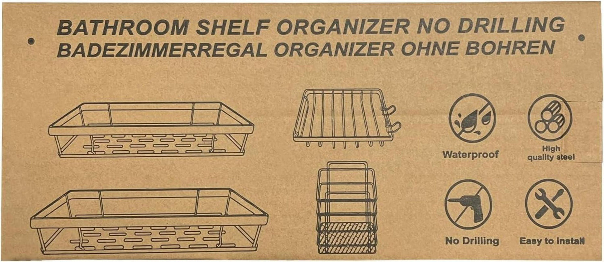 UUlioyer Duschablage ohne Bohren Wasserdicht Schwarz 4 Stück Organizer
