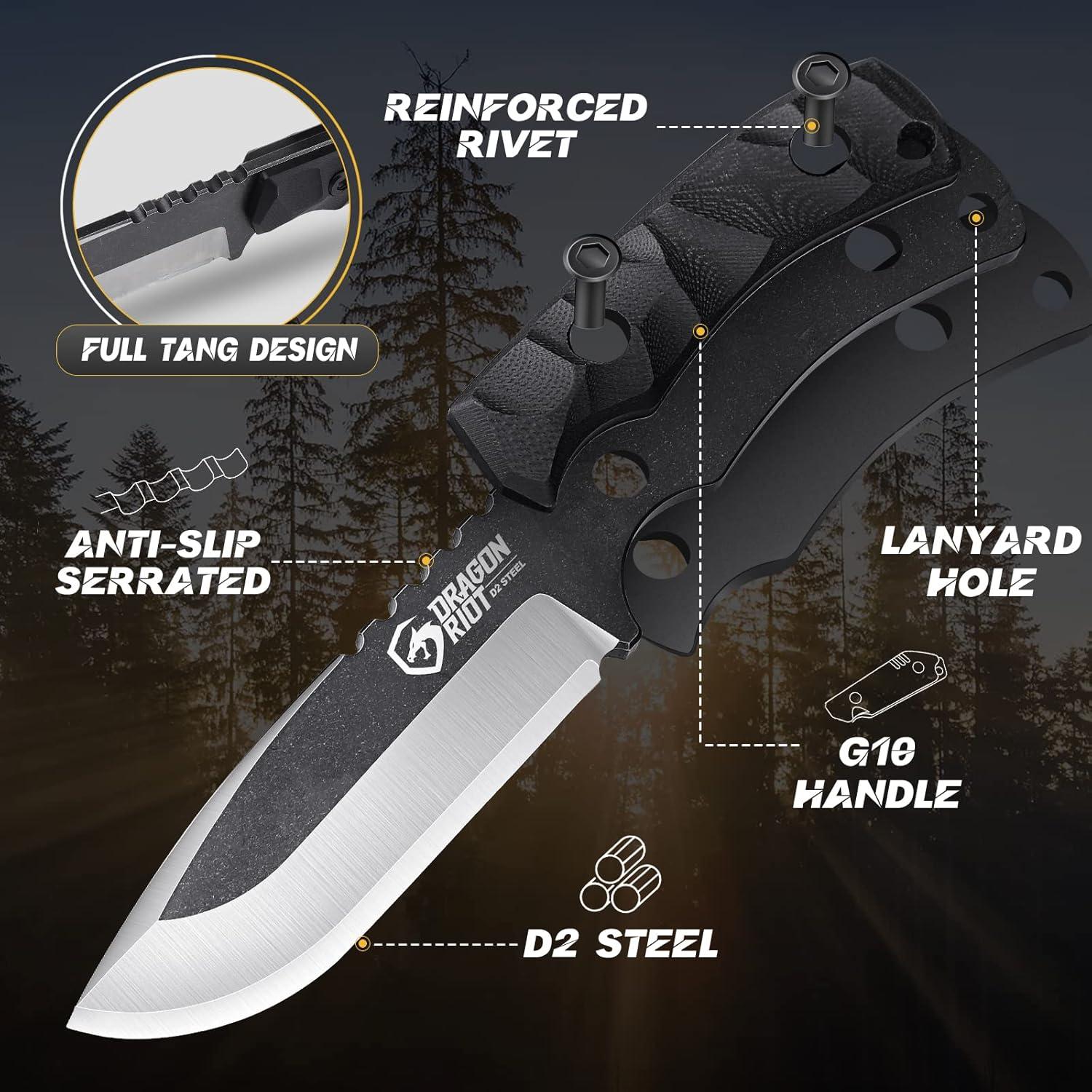 Survival Outdoor-Messer mit Kydex Scheide und G10 Griff