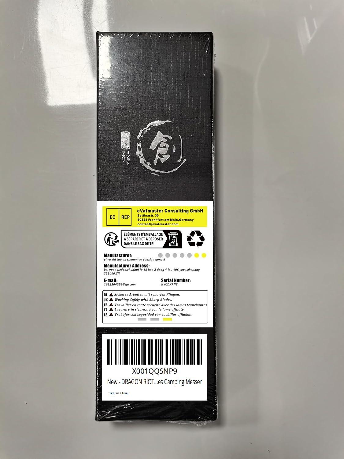 DRAGON RIOT Outdoor-Messer Survival D2 Stahl Klinge G10 Griff Kydex Scheide